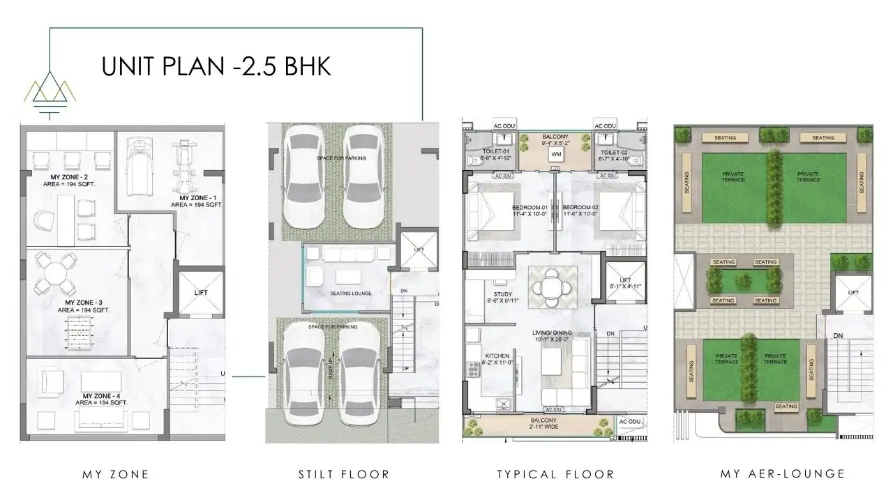 M3M Antalya Hills Gurgaon 2.5 BHK Floor Plan