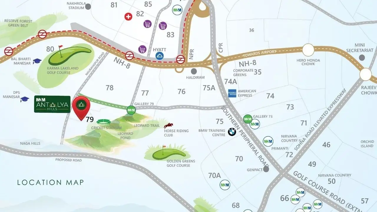 M3M Antalya Hills Gurgaon Location