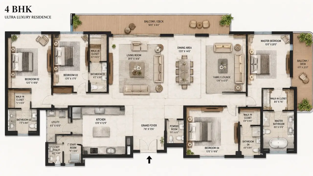 M3M Brabus 4 BHK Floor Plan