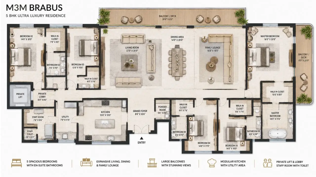 M3M Brabus 5BHK Floor Plan