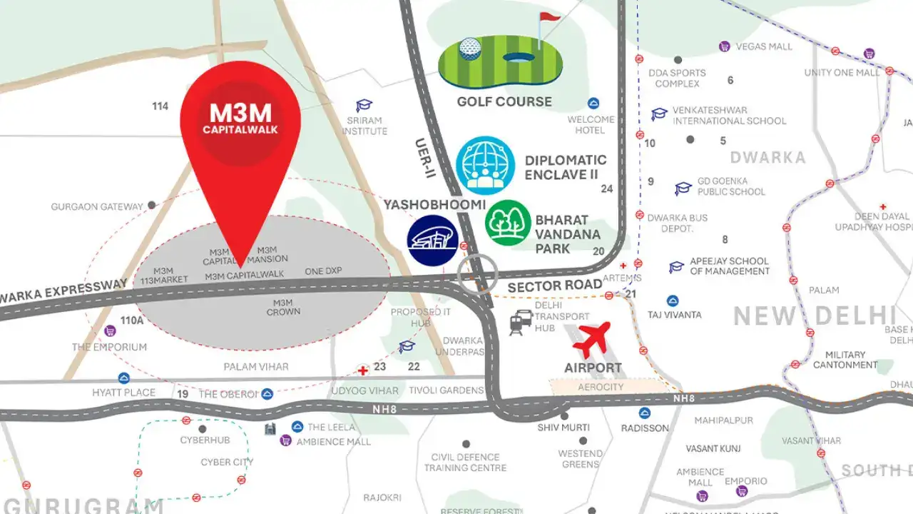 M3M Capital Walk Sector 113 location map