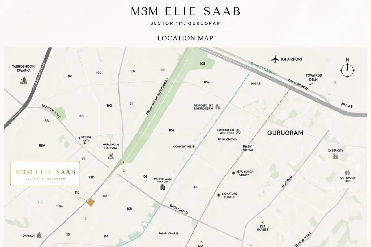 M3M Elie Saab Gurgaon Location Map