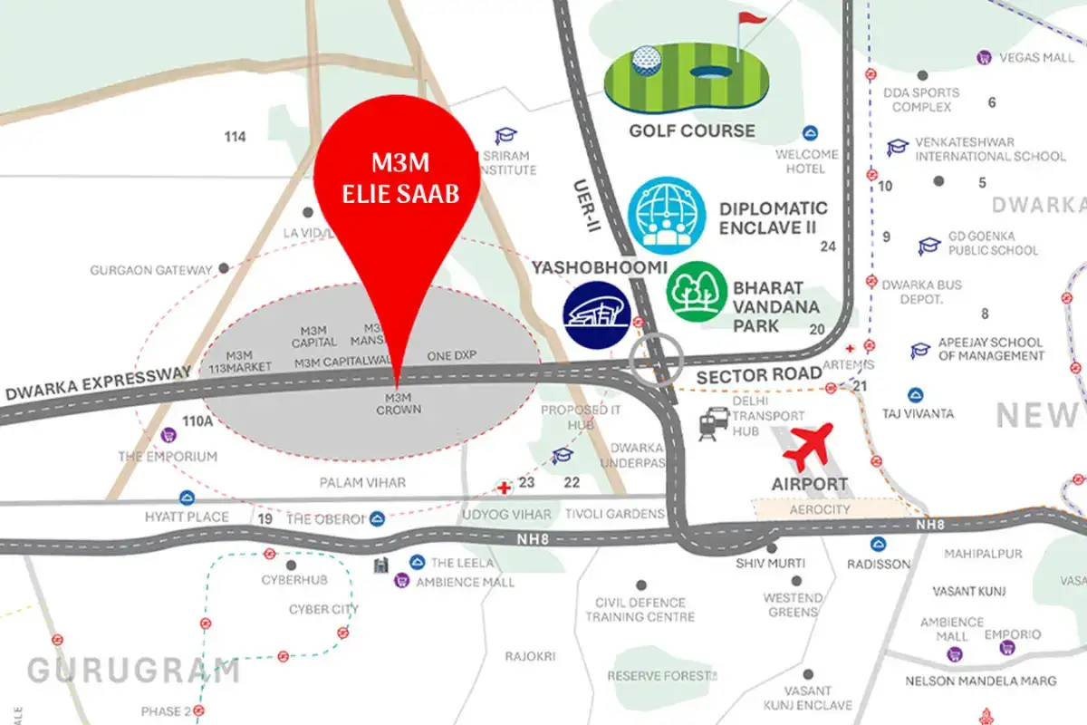 M3M Elie Saab Gurgaon Location