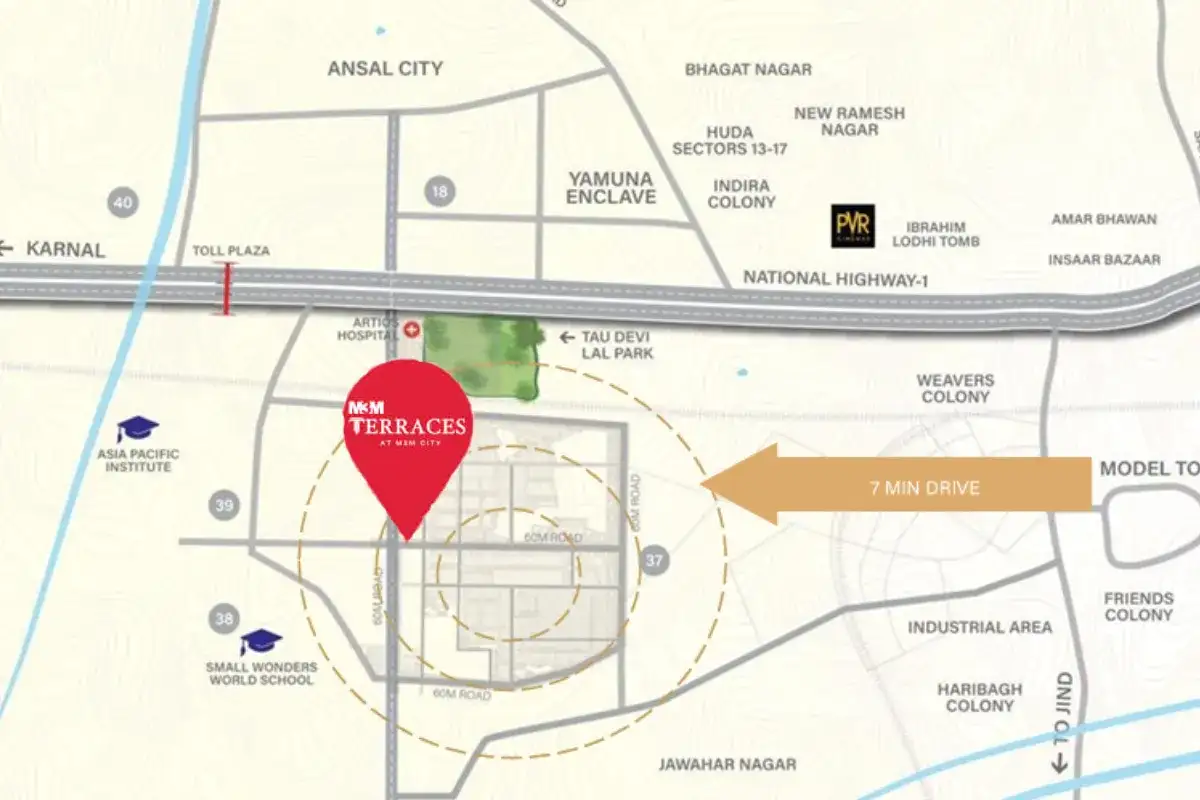 M3M Terraces Location Map