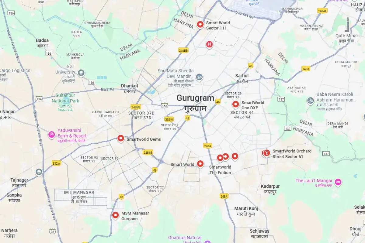 smart world high rise manesar location
