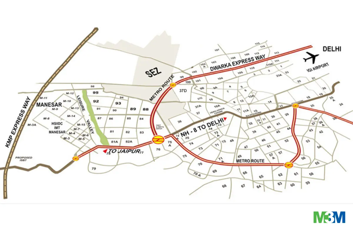 M3M Dwarka Expressway Route