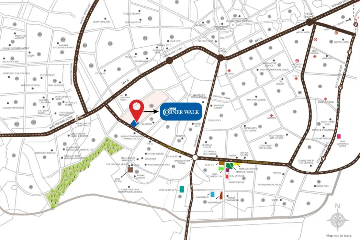 M3M Corner Walk Location Map