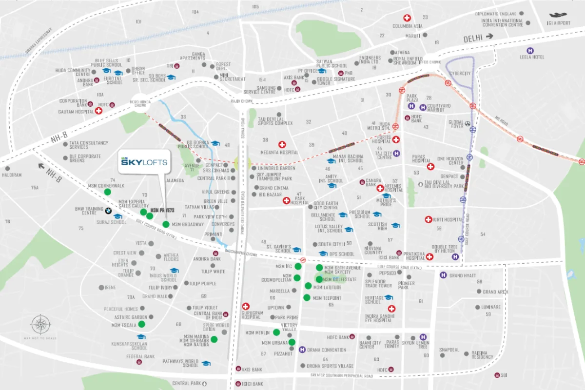 M3M Skylofts Location Map